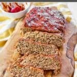 Old-fashioned meatloaf made with Heinz 57 sauce and topped with ketchup glaze.
