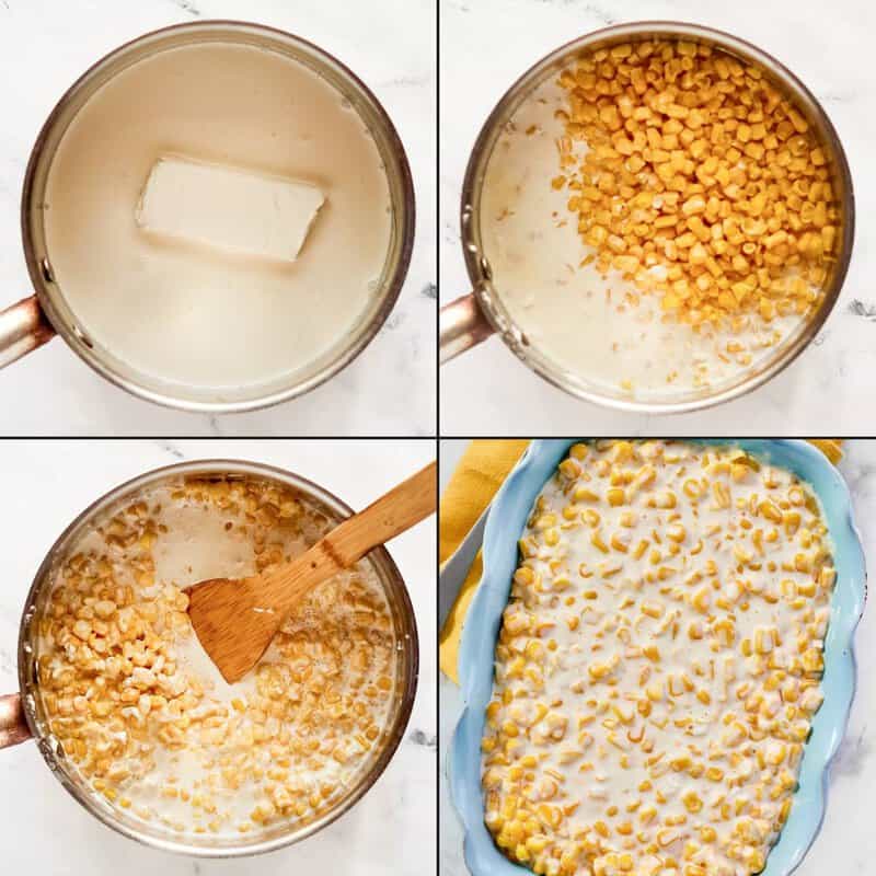 Cooking and serving creamed corn made with cream cheese.