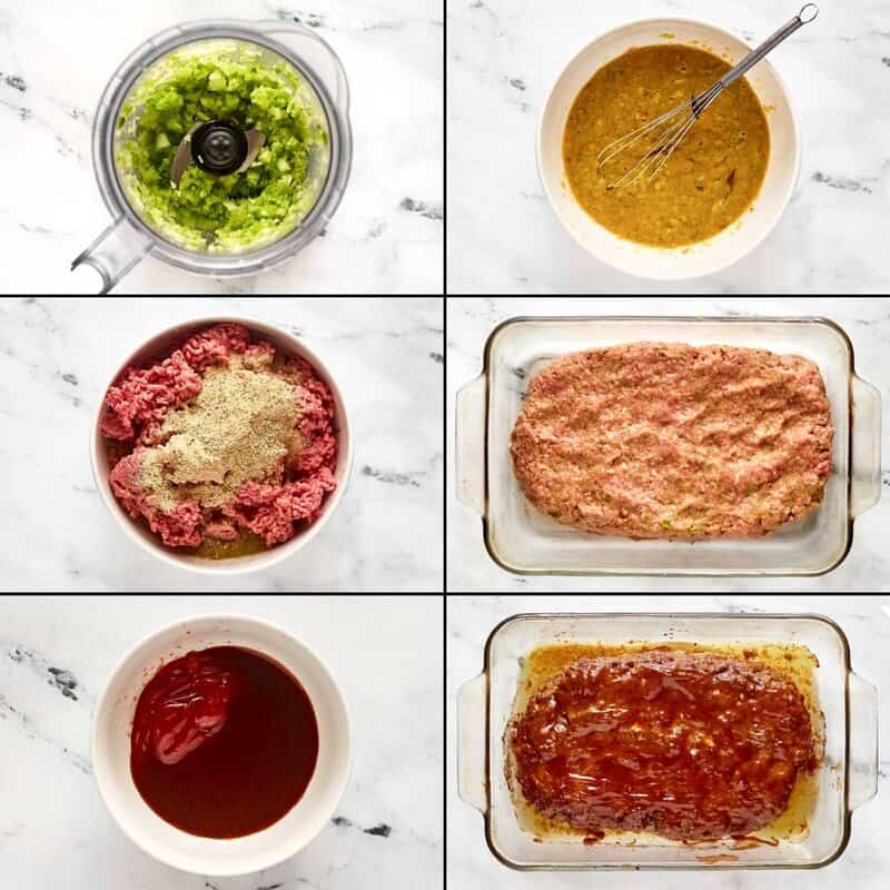 Making a meatloaf with glaze.