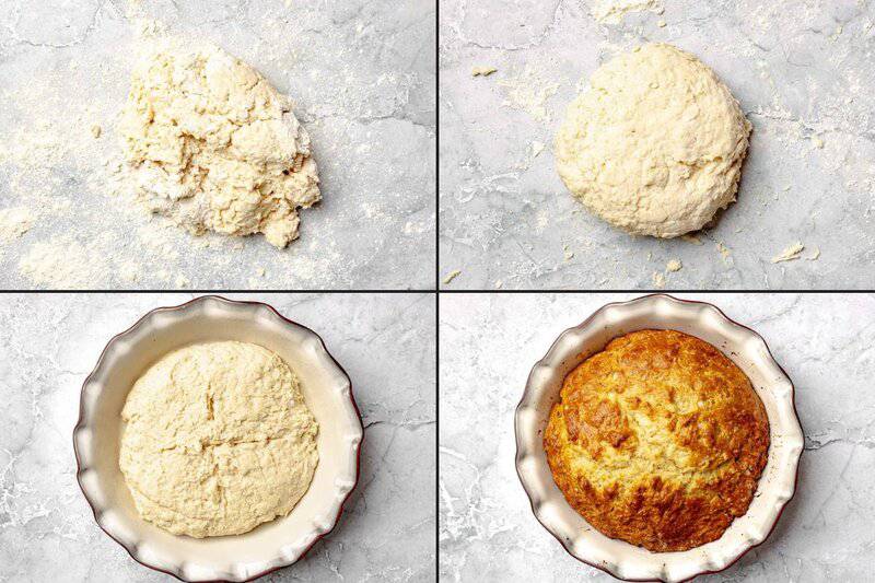 Shaping dough for Irish soda bread and baking it.