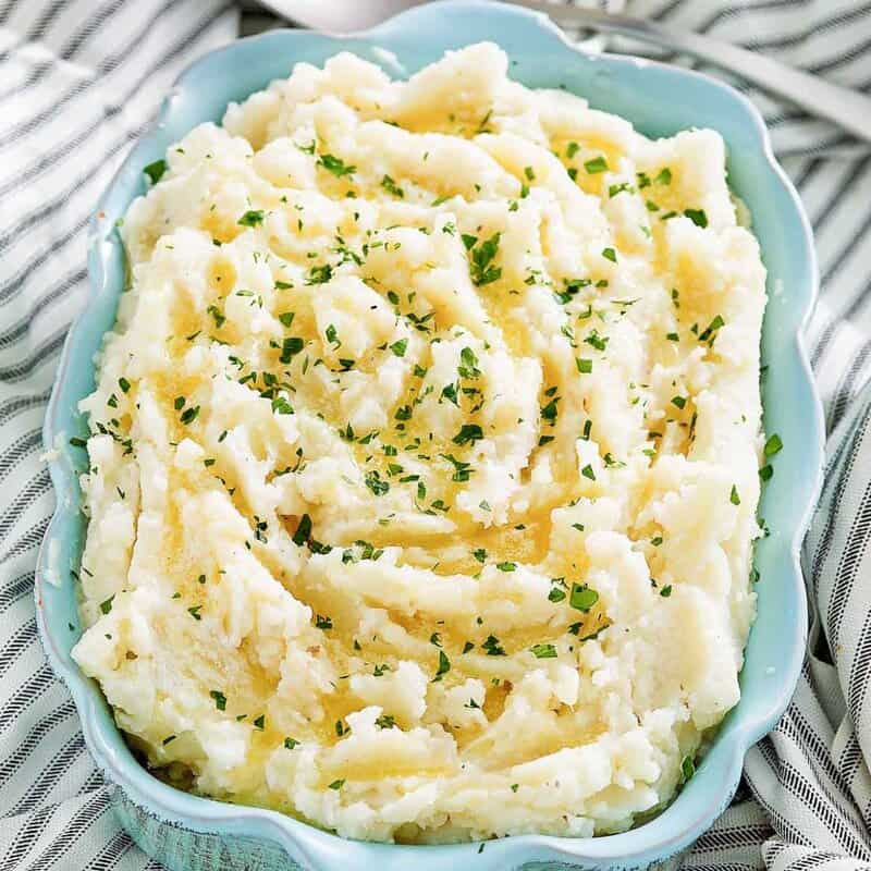 Mashed potatoes with butter and herbs.