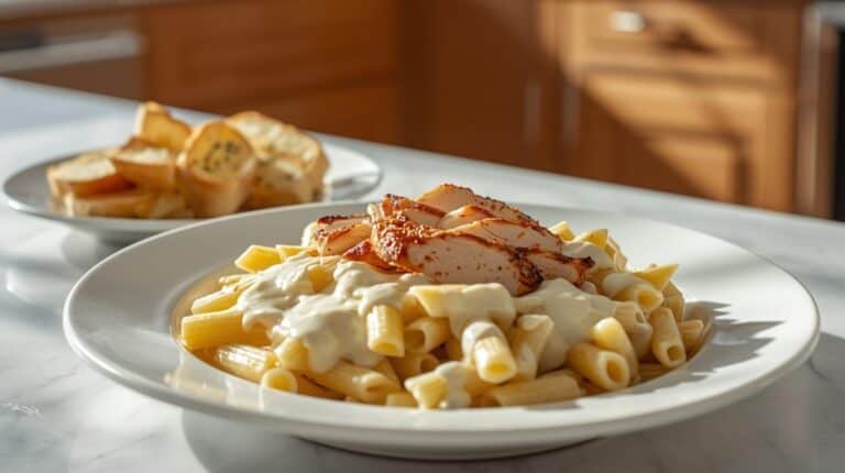 Copycat Chili’s Cajun chicken pasta with creamy sauce in a large serving bowl.
