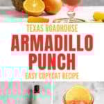 Copycat Texas Roadhouse armadillo punch and the ingredients to make it.