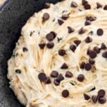 Creamy buckeye dip with mini chocolate chips.