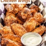 A basket of dry rub smoked chicken wings.