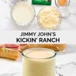 Copycat Jimmy John's kickin' ranch ingredients and the sauce in a jar.