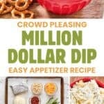 Million dollar dip served with pretzels and the ingredients to make it.
