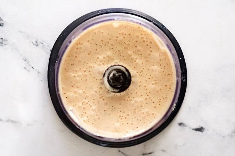 Spicy ranch sauce in a blender.