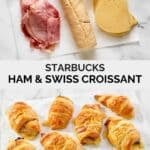 Ingredients to make ham and cheese croissants and the baked rolls.