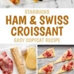 Ham and Swiss croissants, the ingredients to make them, and making them.