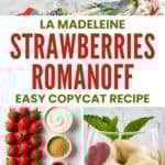 Strawberries Romanoff dessert in wine glasses and the ingredients to make it.