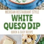 Homemade restaurant style white queso dip and the ingredients to make it.