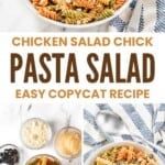 Copycat Chicken Salad Chick pasta salad and the ingredients to make it.