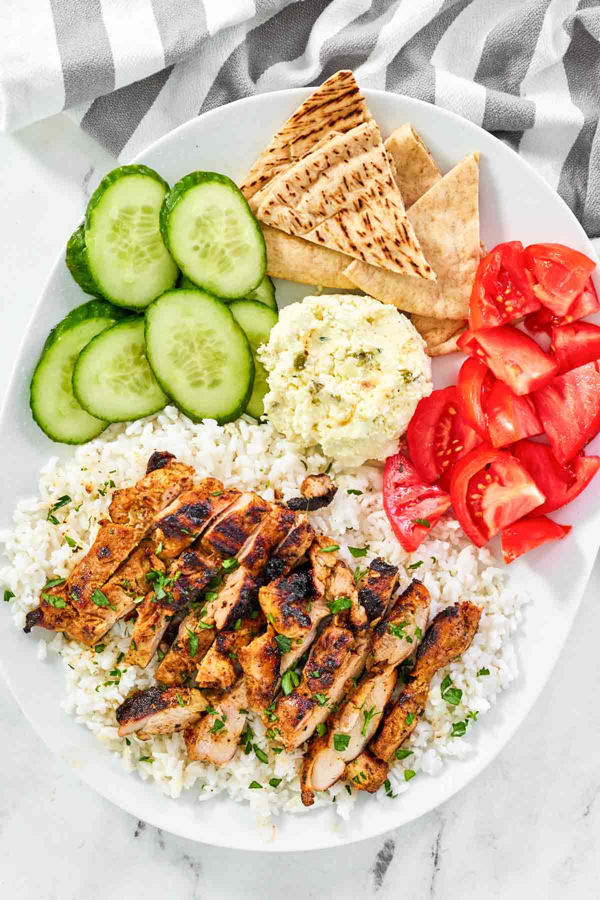 Harissa honey grilled chicken dinner.