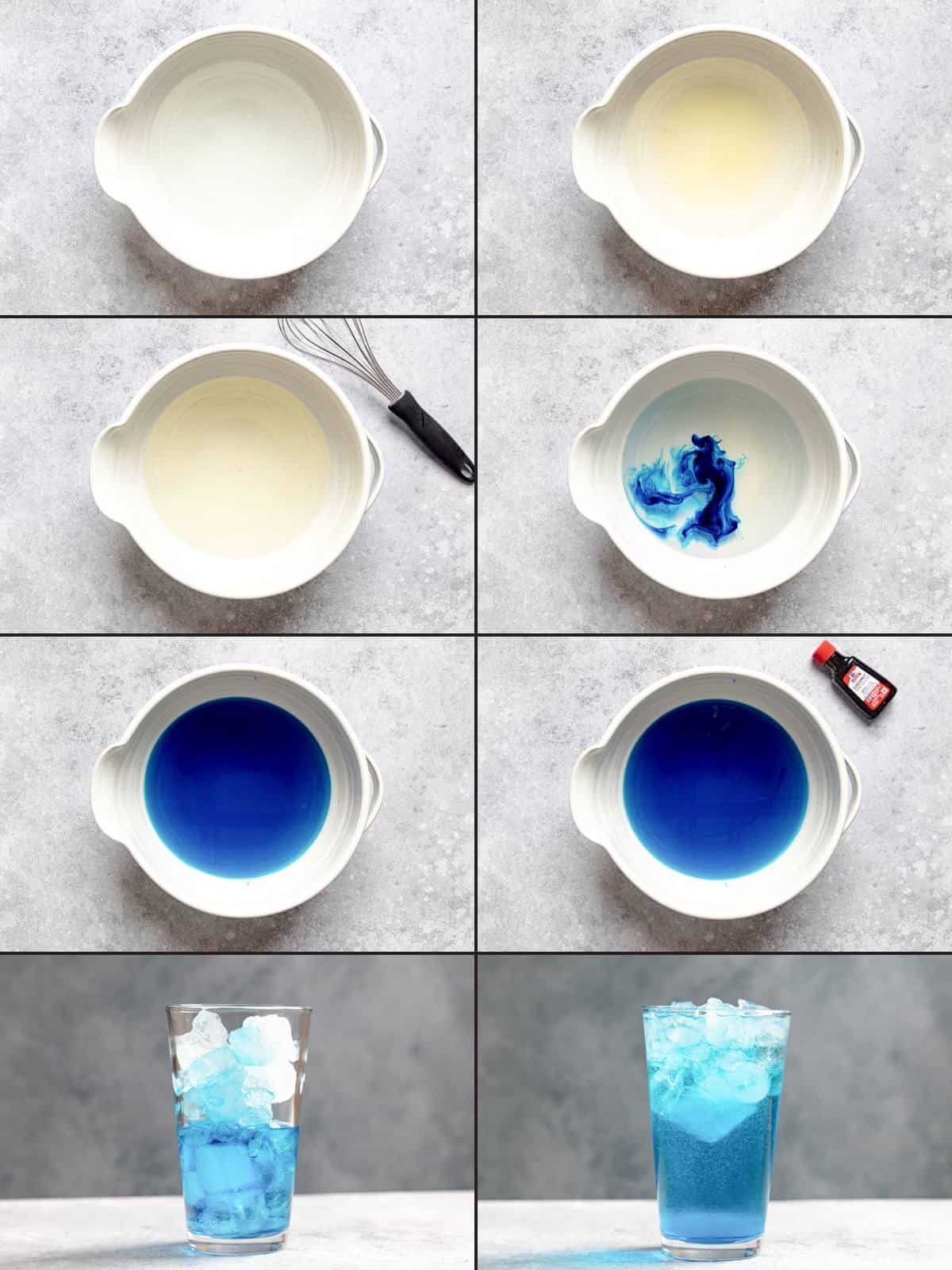 Making a refreshing coconut lemon lime drink.