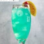 A glass of copycat Olive Garden Blue Capri cocktail.