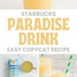 Copycat Starbucks paradise drink and the ingredients to make it.