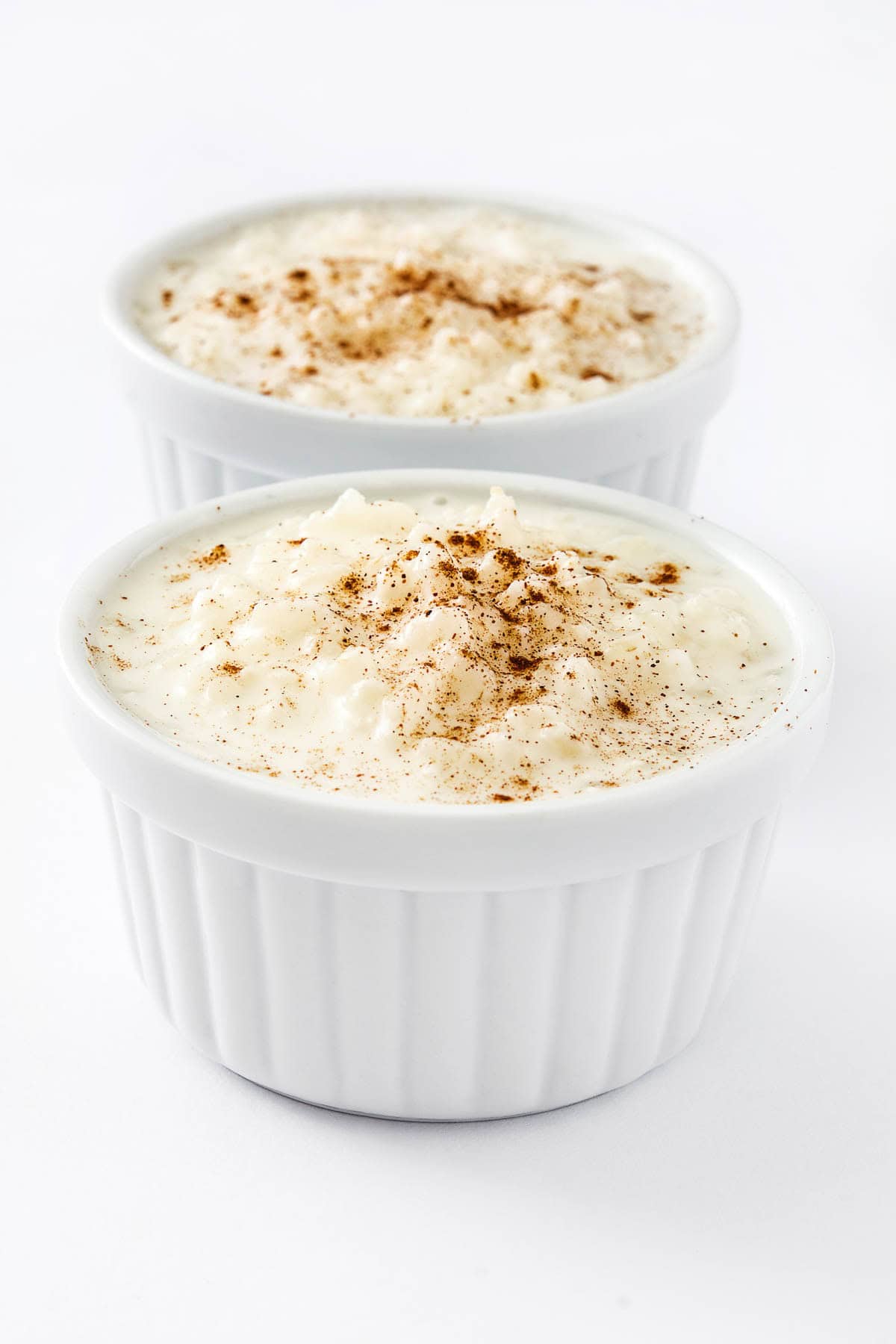 Creamy rice pudding in ramekins.