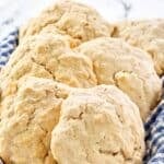 Fluffy beer biscuits in a bread basket.