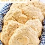 Beer biscuits in a bread basket.