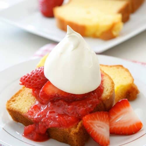 CB strawberry shortcake with pound cake.