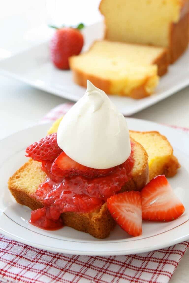 CB strawberry shortcake with pound cake.