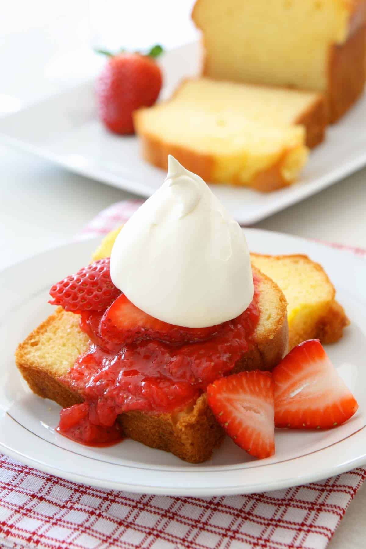 CB strawberry shortcake with pound cake.