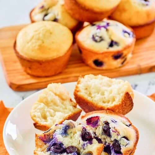 Homemade breakfast cupcakes both plain and with blueberries.