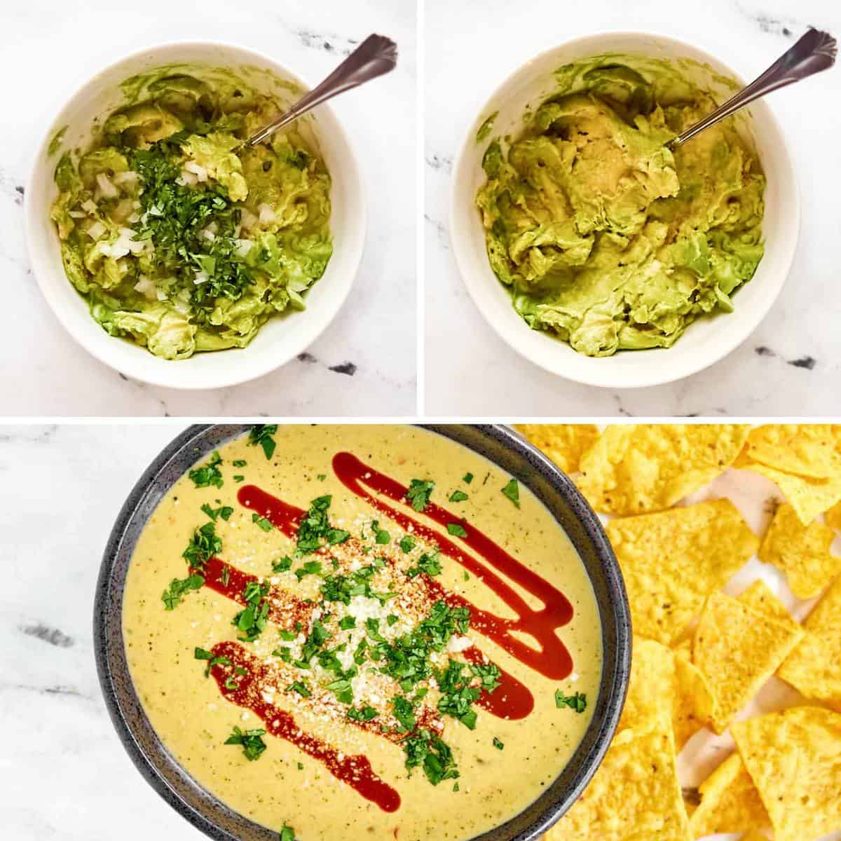 Making guacamole and serving it queso.