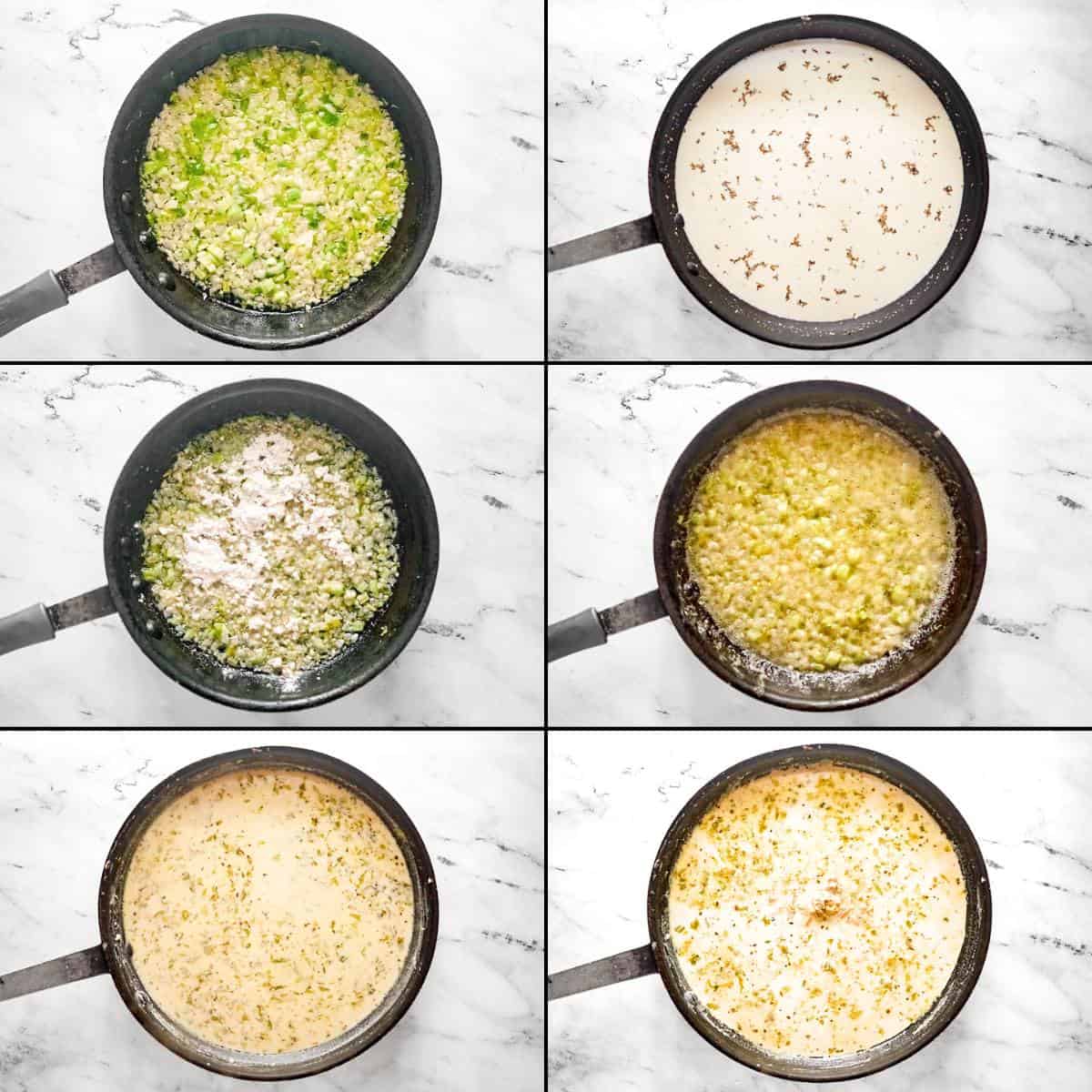 Making creamy white clam sauce for pasta.