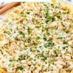 A platter of copycat Old Spaghetti Factory white clam sauce over linguine.