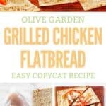 Copycat Olive Garden grilled chicken flatbread and the ingredients to make it.