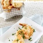 Homemade crispy shrimp tempura in a basket and on a small plate.