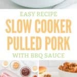 Slow cooker pulled pork and the ingredients to make it.