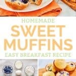 Homemade sweet muffins and the ingredients to make them.