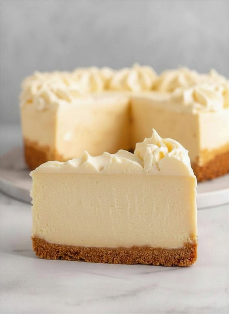 Cheesecake topped with buttercream frosting.