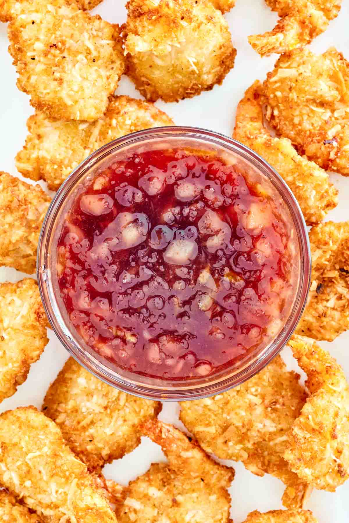 Fried shrimp served with pineapple plum dipping sauce.