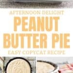 Copycat Afternoon Delight Peanut Butter Pie and the ingredients to make it.