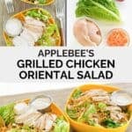 Bowls of copycat Applebee's grilled chicken Oriental salad and the ingredients to make it.