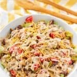 Big Mac salad with homemade Big Mac sauce for the dressing.