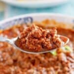 A spoonful of copycat Chili's original chili.