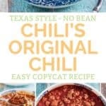 Copycat Chili's original chili and the ingredients to make it.