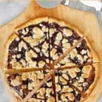 Copycat Cicis chocolate pizza cut into slices.