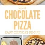 Copycat Cicis chocolate pizza and the ingredients to make it.