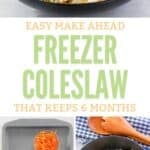 Homemade make-ahead freezer coleslaw and the ingredient to make it.