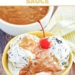 Copycat Friendly's peanut butter sauce served on ice cream.