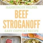Copycat Hamburger Helper beef stroganoff and the ingredients to make it.