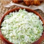 Homemade coleslaw in a small bowl.