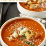 Bowls of copycat Panera tomato soup.