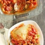 Copycat Pizza Hut cavatini on a plate and in a baking dish.